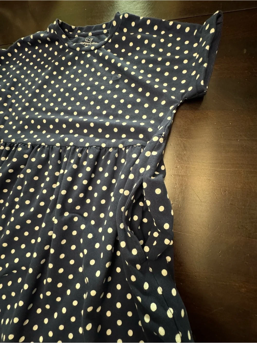 Vineyard Vines Navy and White Polka Dot Tee Dress